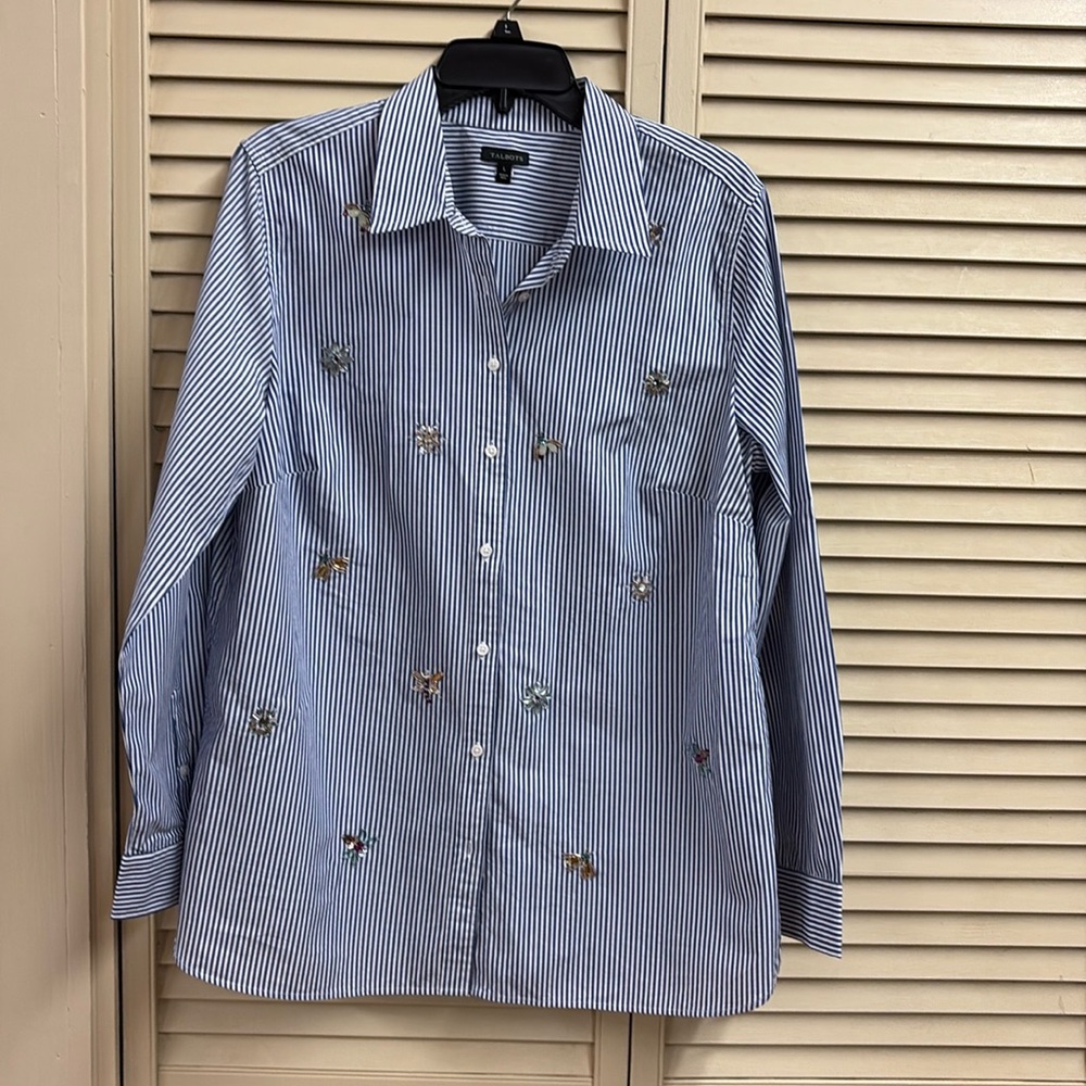 Talbots button down with jewel detail.